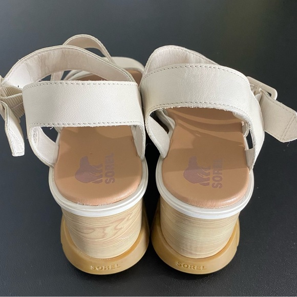 Sorel Joanie lll Platform Wedge Sandals 90s Neutral Off White Leather Chunky - Picture 13 of 17